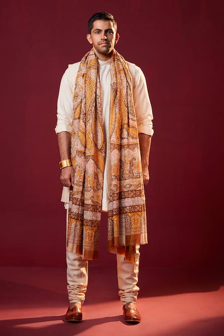 Shop_Shaza_Multi Color Multicolored Kalamkari Pashmina Stole _at_Aza_Fashions