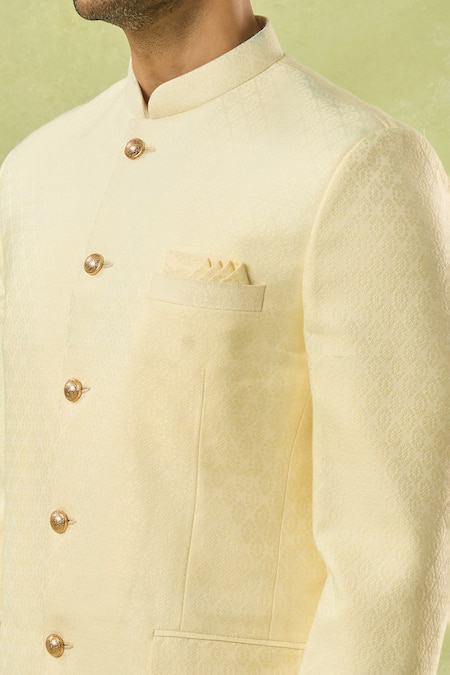 Buy Spring Break Ivory Cotton Embroidery Floral Jacquard Woven Bandhgala Online at Aza Fashions Buy_Spring Break_Ivory Cotton Embroidery Floral Jacquard Woven Bandhgala _Online_at_Aza_Fashions