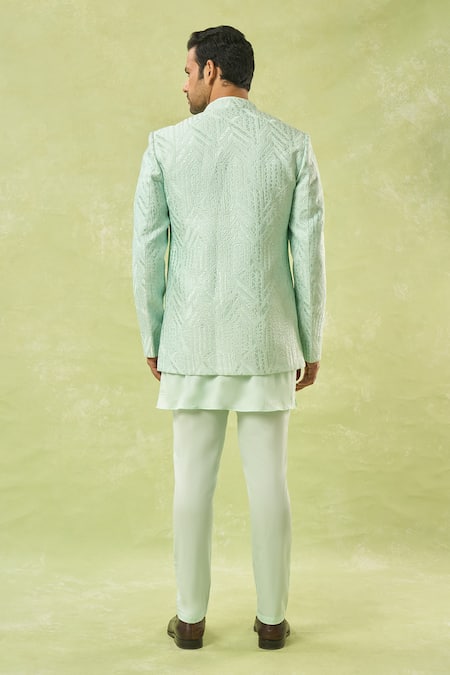 Spring Break Geometric Thread Embroidered Jacket Kurta Set 