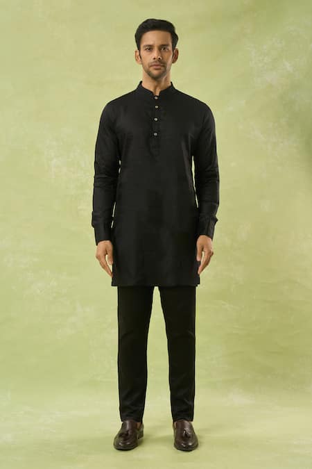 Buy Spring Break Black Silk, Cotton Satin Sequins, Embroidery Geometric Jacket And Kurta Set Buy_Spring Break_Black Silk, Cotton Satin Sequins, Embroidery Geometric Jacket And Kurta Set