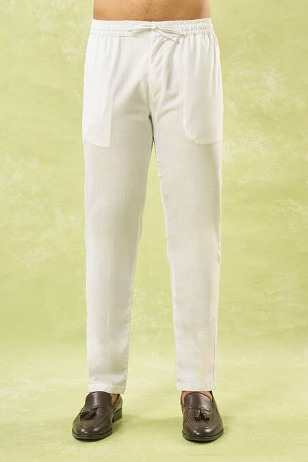 Spring Break_Blue Denim, Cotton Tropical Print Kurta Set_Online_at_Aza_Fashions