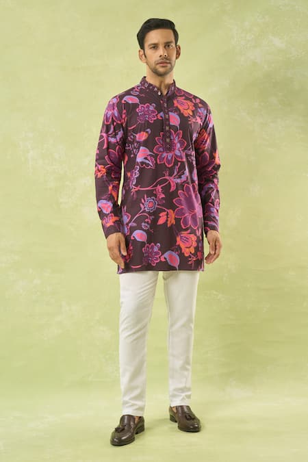 Buy_Spring Break_Multi Color Cotton Multicolor Botanical Print Kurta Set _Online_at_Aza_Fashions
