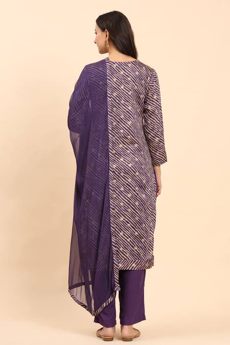 Shop Mamicha Purple Cotton Round Neck Violet Printed Embroidered Kurta Set at Aza Fashions Shop_Mamicha_Purple Cotton Round Neck Violet Printed Embroidered Kurta Set_at_Aza_Fashions