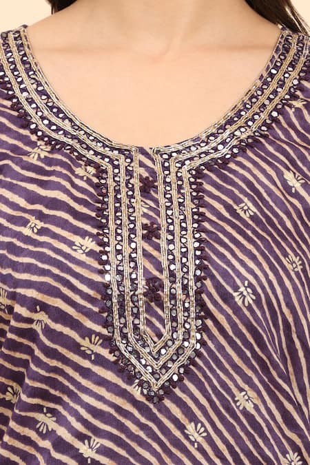 Shop Mamicha Purple Cotton Round Neck Violet Printed Embroidered Kurta Set Online at Aza Fashions Shop_Mamicha_Purple Cotton Round Neck Violet Printed Embroidered Kurta Set_Online_at_Aza_Fashions