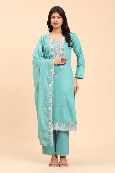 Buy_Mamicha_Green Cotton Beads, Embroidery Round Neck Thread And Kurta Set