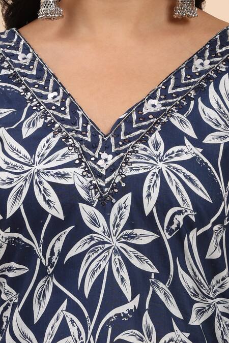 Buy Mamicha Blue Cotton Embroidery, Sequins, Cut Work, Floral Print Kurta Palazzo Set Online at Aza Fashions Buy_Mamicha_Blue Cotton Embroidery, Sequins, Cut Work, Floral Print Kurta Palazzo Set_Online_at_Aza_Fashions