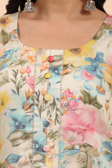 Buy Mamicha Multi Color Cotton Embroidery Round Neck Floral Bloom Kurta Set Buy_Mamicha_Multi Color Cotton Embroidery Round Neck Floral Bloom Kurta Set