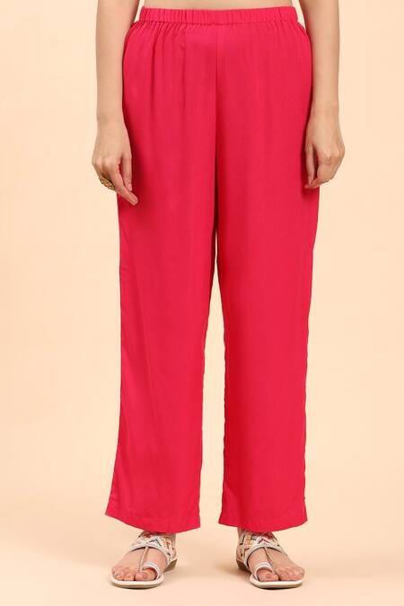 Mamicha_Pink Cotton Embroidery Round Neck Bandhani Print Kurta Set_Online_at_Aza_Fashions