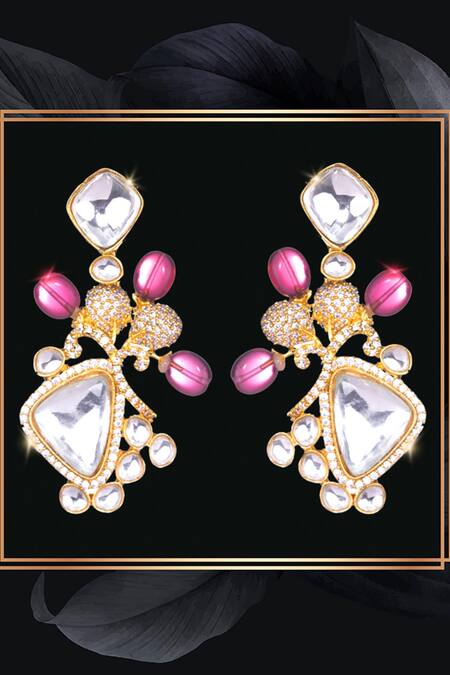 Buy Nayaab By Sonia Gold Plated Stones Golestan Radiance Dangler Earrings Online at Aza Fashions Buy_Nayaab By Sonia_Gold Plated Stones Golestan Radiance Dangler Earrings _Online_at_Aza_Fashions