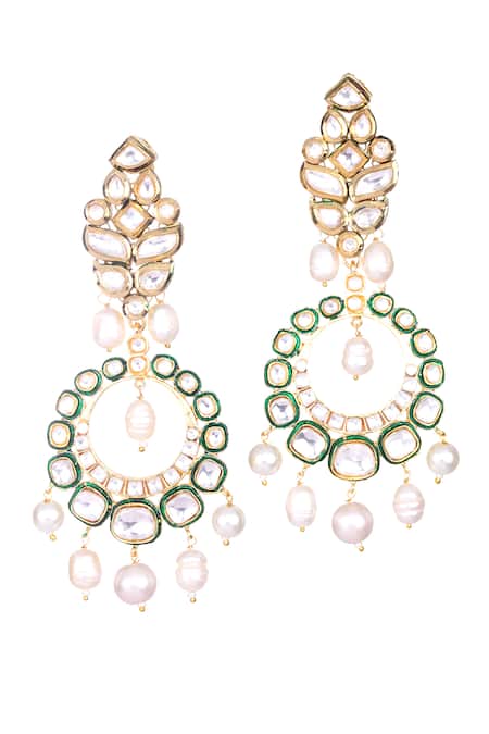 Nayaab By Sonia Gold Plated Pearls Kundan Chandbali Earrings Online at Aza Fashions Nayaab By Sonia_Gold Plated Pearls Kundan Chandbali Earrings _Online_at_Aza_Fashions