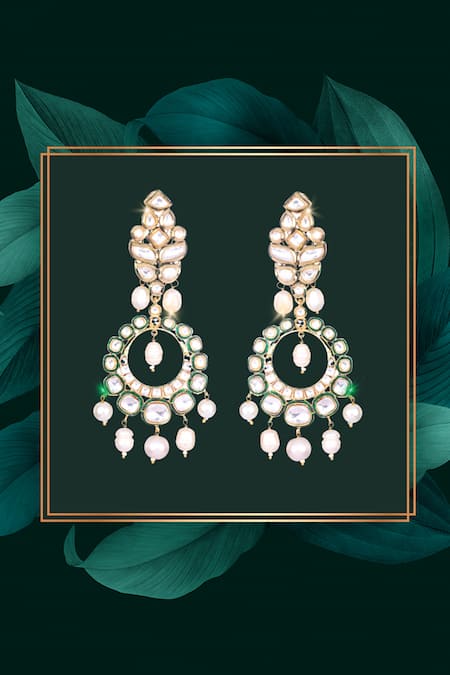 Buy Nayaab By Sonia Gold Plated Pearls Kundan Chandbali Earrings Online at Aza Fashions Buy_Nayaab By Sonia_Gold Plated Pearls Kundan Chandbali Earrings _Online_at_Aza_Fashions