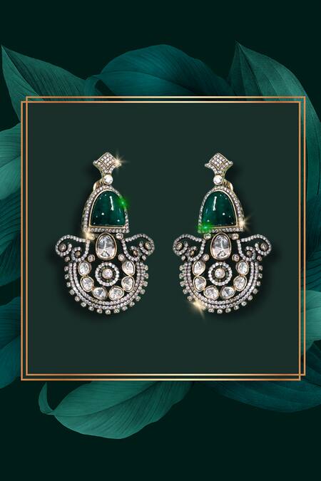 Buy Nayaab By Sonia Silver Plated Pearls, Stones Majesty Polki Earrings Online at Aza Fashions Buy_Nayaab By Sonia_Silver Plated Pearls, Stones Majesty Polki Earrings _Online_at_Aza_Fashions