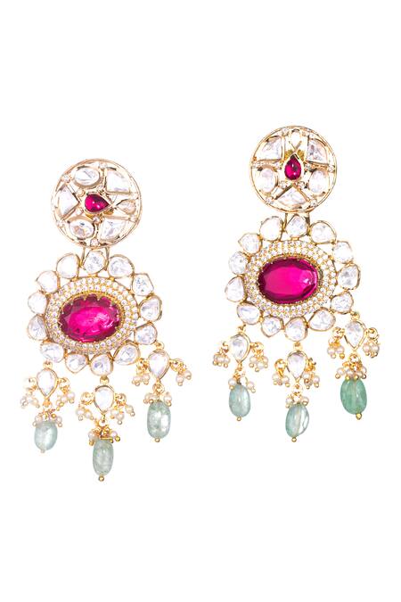 Nayaab By Sonia Gold Plated Zari, Stones Blossom Jaal Danglers Online at Aza Fashions Nayaab By Sonia_Gold Plated Zari, Stones Blossom Jaal Danglers _Online_at_Aza_Fashions
