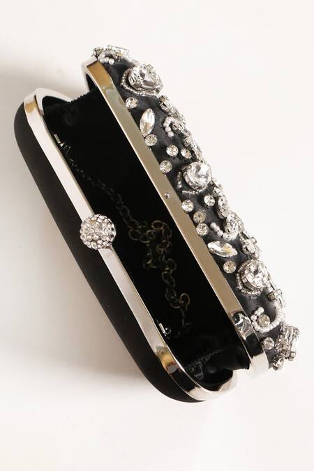 Buy Be Chic Black Crystals, Cut Work, Beads Embellished Clutch Buy_Be Chic_Black Crystals, Cut Work, Beads Embellished Clutch