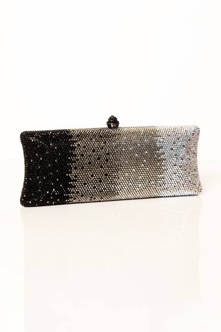 Buy_Be Chic_Black Crystals Embellished Clutch _Online_at_Aza_Fashions