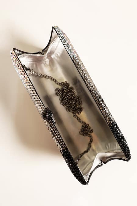 Shop_Be Chic_Black Crystals Embellished Clutch _Online_at_Aza_Fashions