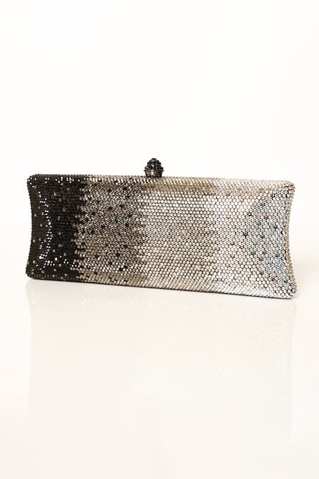Be Chic_Black Crystals Embellished Clutch _at_Aza_Fashions