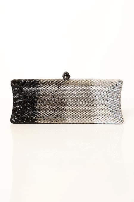 Be Chic Crystal Embellished Black Clutch 