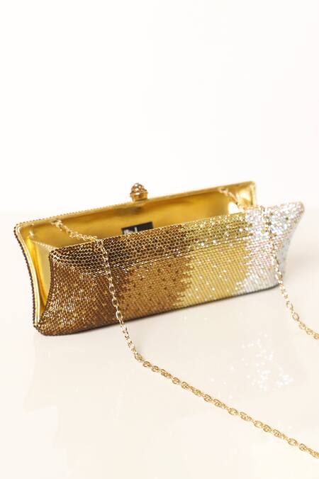 Buy_Be Chic_Gold Crystals Embellished Clutch _Online_at_Aza_Fashions