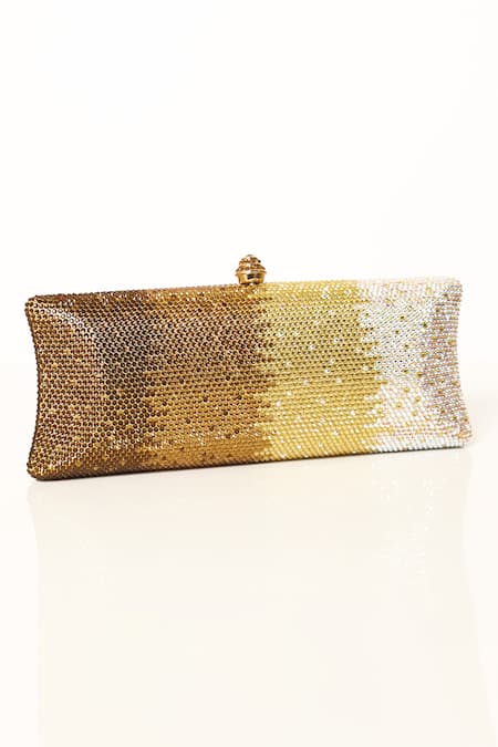 Shop_Be Chic_Gold Crystals Embellished Clutch _Online_at_Aza_Fashions