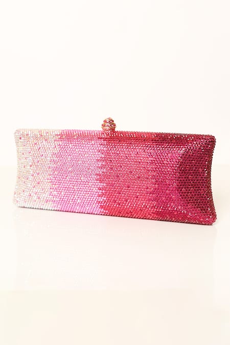Be Chic Crystal Embellished Pink Clutch 