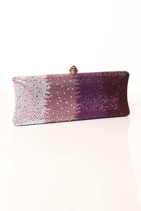 Buy Be Chic Purple Crystals Embellished Clutch Online at Aza Fashions Buy_Be Chic_Purple Crystals Embellished Clutch_Online_at_Aza_Fashions