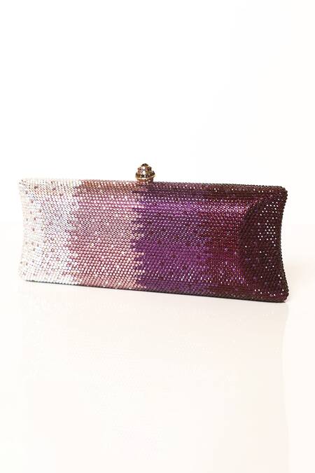 Shop Be Chic Purple Crystals Embellished Clutch at Aza Fashions Shop_Be Chic_Purple Crystals Embellished Clutch_at_Aza_Fashions
