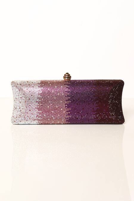 Be Chic Purple Crystals Embellished Clutch at Aza Fashions Be Chic_Purple Crystals Embellished Clutch_at_Aza_Fashions