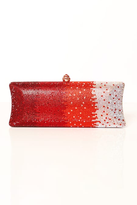 Be Chic Crystal Embellished Red Clutch 