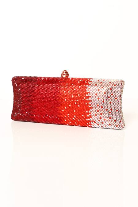 Buy_Be Chic_Red Crystals Embellished Clutch _Online_at_Aza_Fashions