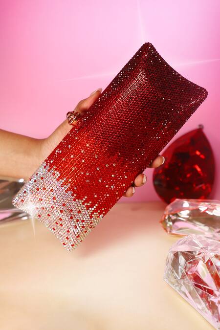 Buy_Be Chic_Red Crystals Embellished Clutch 