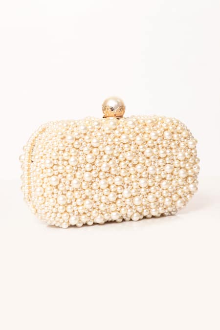 Be Chic Ivory Pearl Embellished Clutch 