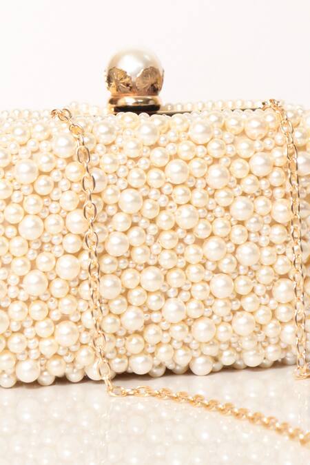 Buy_Be Chic_Ivory Pearls Embellished Clutch 
