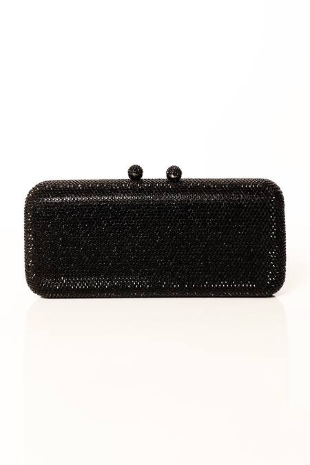 Be Chic Black Crystals Embellished Clutch Online at Aza Fashions Be Chic_Black Crystals Embellished Clutch_Online_at_Aza_Fashions
