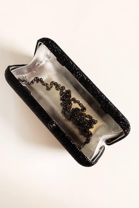 Shop Be Chic Black Crystals Embellished Clutch Online at Aza Fashions Shop_Be Chic_Black Crystals Embellished Clutch_Online_at_Aza_Fashions