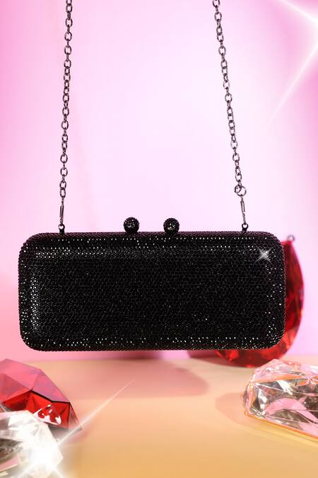 Buy Be Chic Black Crystals Embellished Clutch Buy_Be Chic_Black Crystals Embellished Clutch