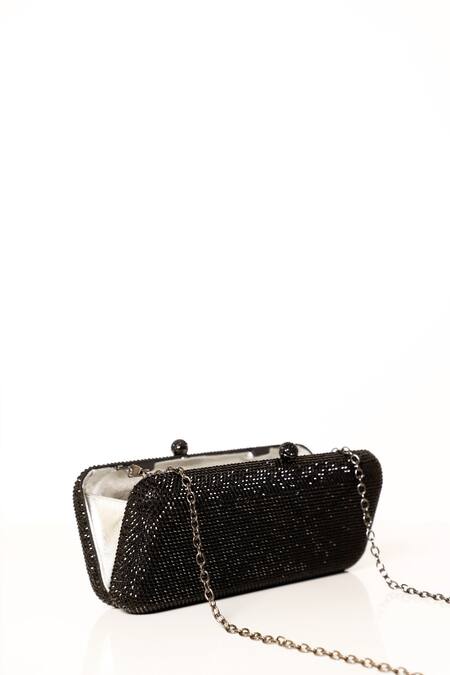 Shop Be Chic Black Crystals Embellished Clutch Shop_Be Chic_Black Crystals Embellished Clutch