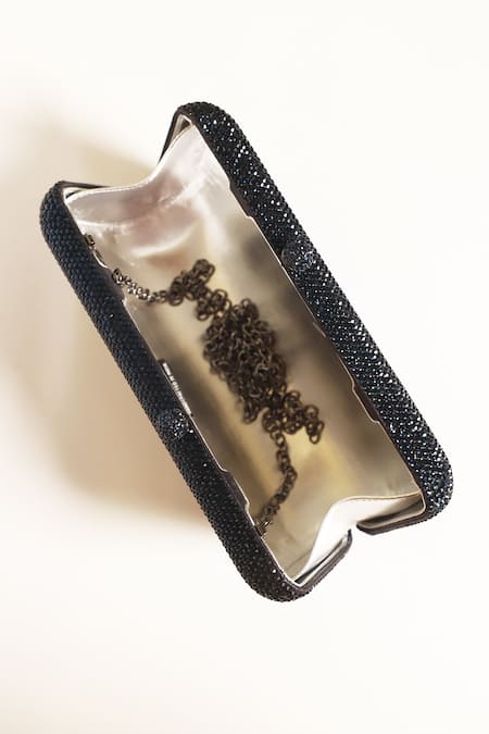 Be Chic_Blue Crystals Embellished Clutch _Online_at_Aza_Fashions