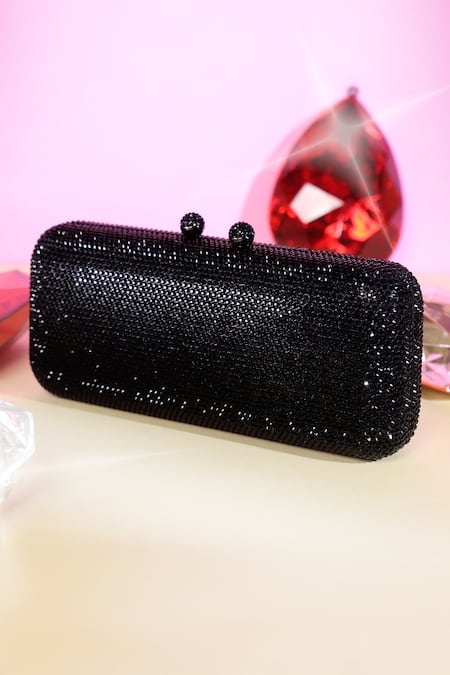 Be Chic Crystal Embellished Blue Clutch 