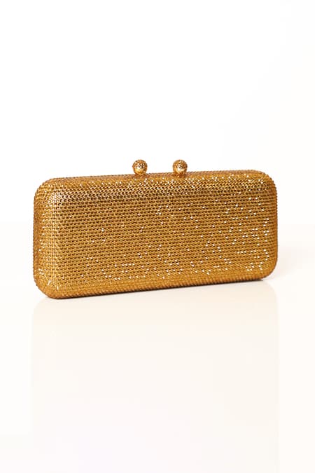 Be Chic Gold Crystal Embellished Clutch 