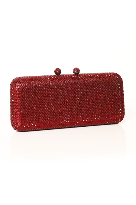 Be Chic Crystal Embellished Red Clutch 