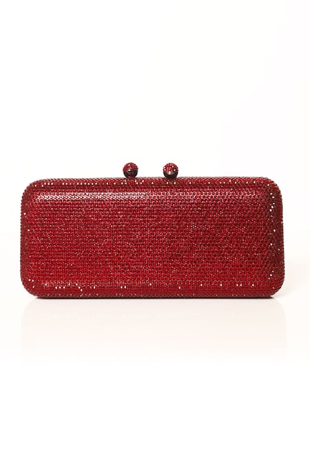 Buy_Be Chic_Red Crystals Embellished Clutch _Online_at_Aza_Fashions
