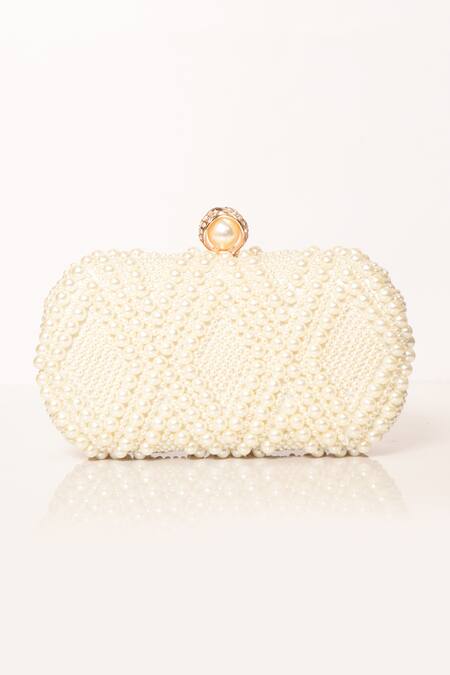Buy_Be Chic_Ivory Pearls Embellished Clutch_Online_at_Aza_Fashions