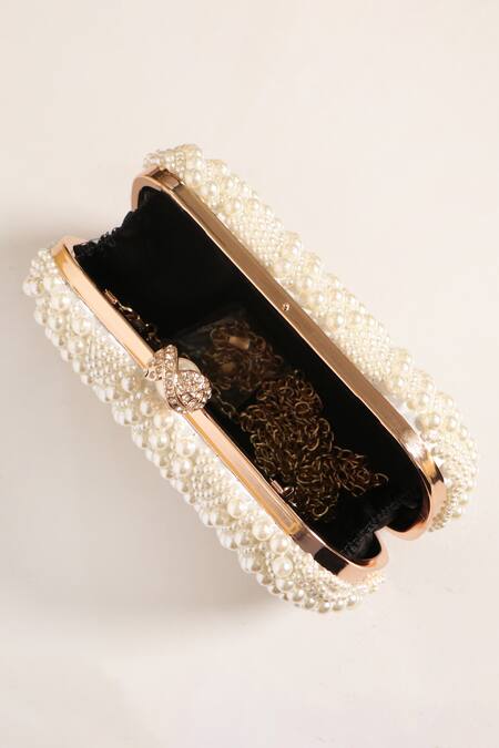 Buy_Be Chic_Ivory Pearls Embellished Clutch