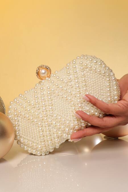 Shop_Be Chic_Ivory Pearls Embellished Clutch