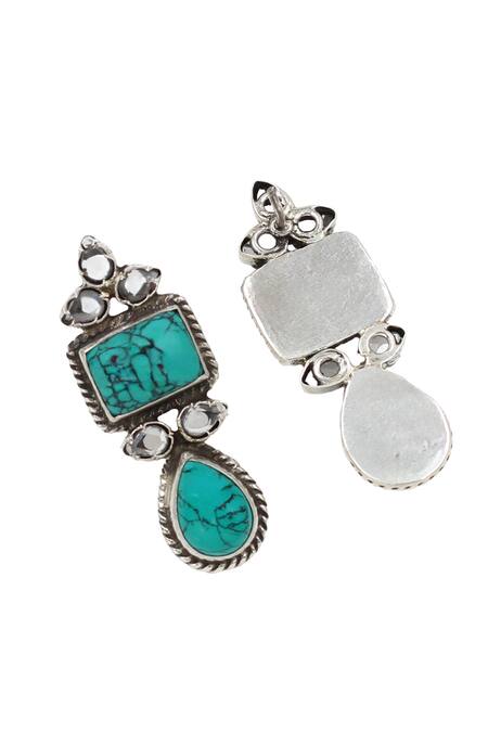 Sangeeta Boochra_Blue Stones Turquoise Embellished Earrings _Online_at_Aza_Fashions