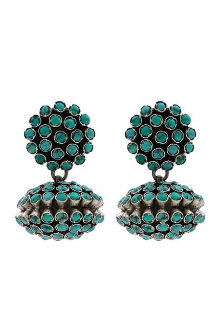 Sangeeta Boochra Blue Stones Turquoise Studded Earrings Online at Aza Fashions Sangeeta Boochra_Blue Stones Turquoise Studded Earrings _Online_at_Aza_Fashions