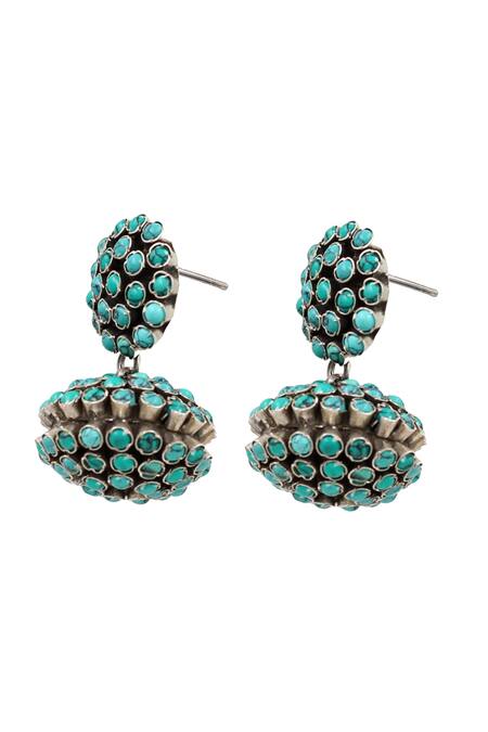 Shop Sangeeta Boochra Blue Stones Turquoise Studded Earrings Online at Aza Fashions Shop_Sangeeta Boochra_Blue Stones Turquoise Studded Earrings _Online_at_Aza_Fashions