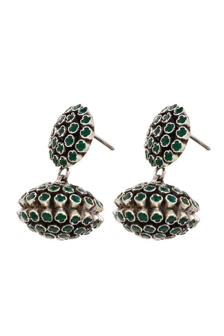 Sangeeta Boochra Green Clustered Hydro Stone Earrings Online at Aza Fashions Sangeeta Boochra_Green Clustered Hydro Stone Earrings _Online_at_Aza_Fashions