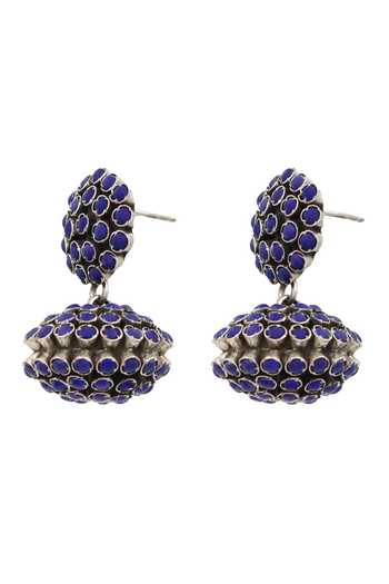 Sangeeta Boochra_Blue Lace Lapis Stone Cluster Earrings _Online_at_Aza_Fashions